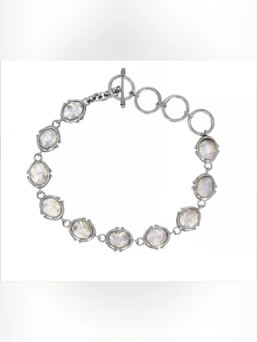 Genuine Rainbow Moonstone Sterling Silver Toggle Bracelet!